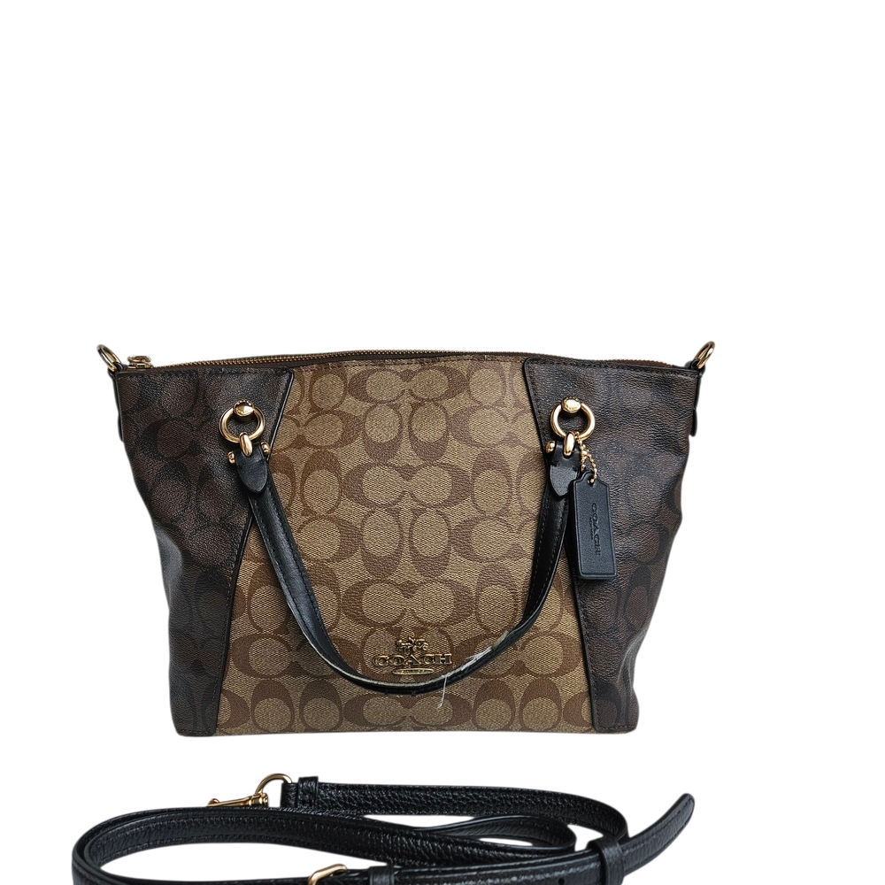 Coach Brown and Black Shoulder Bag with Signature Design